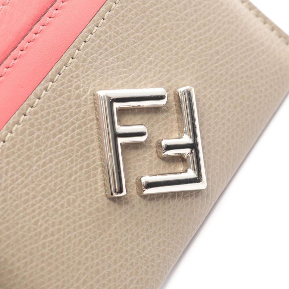 Fendi FF Diamond Business Card Case, Leather, Women's, Beige and Pink - Picture 5 of 9